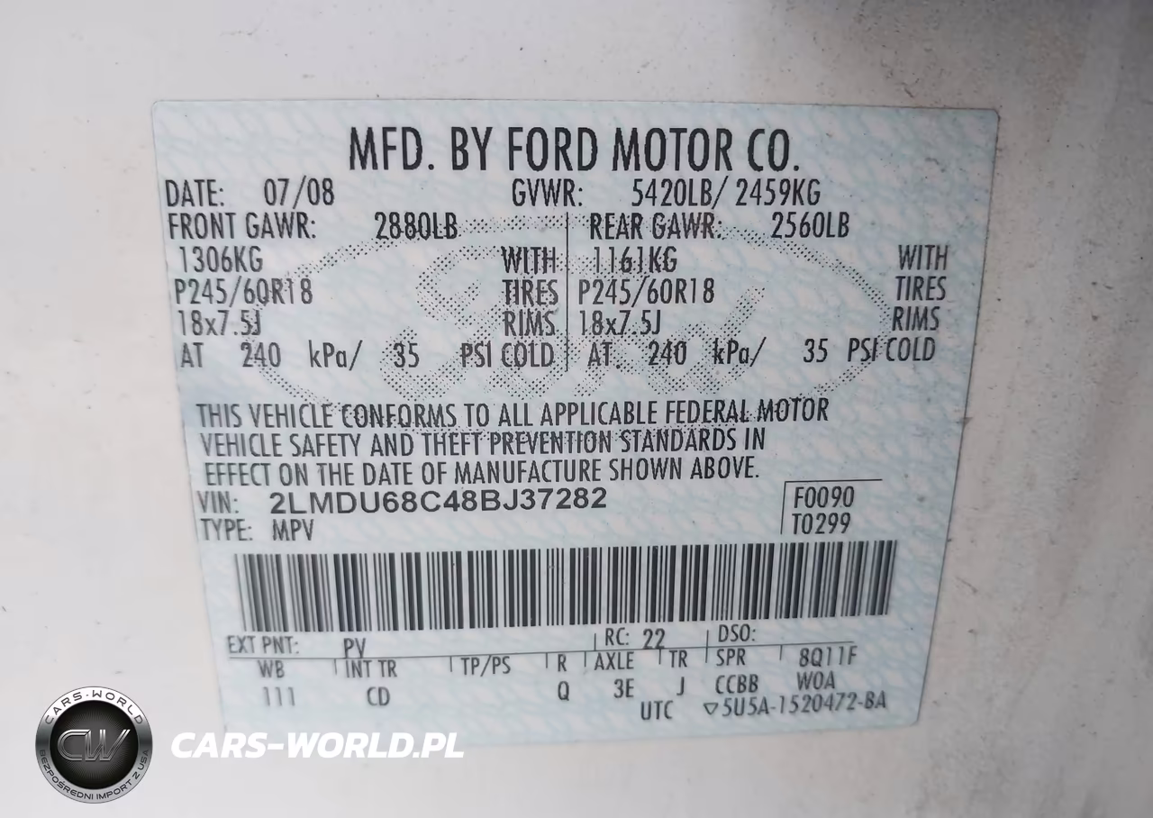 2008 Lincoln Mkx VIN:2LMDU68C48BJ37282 - 9