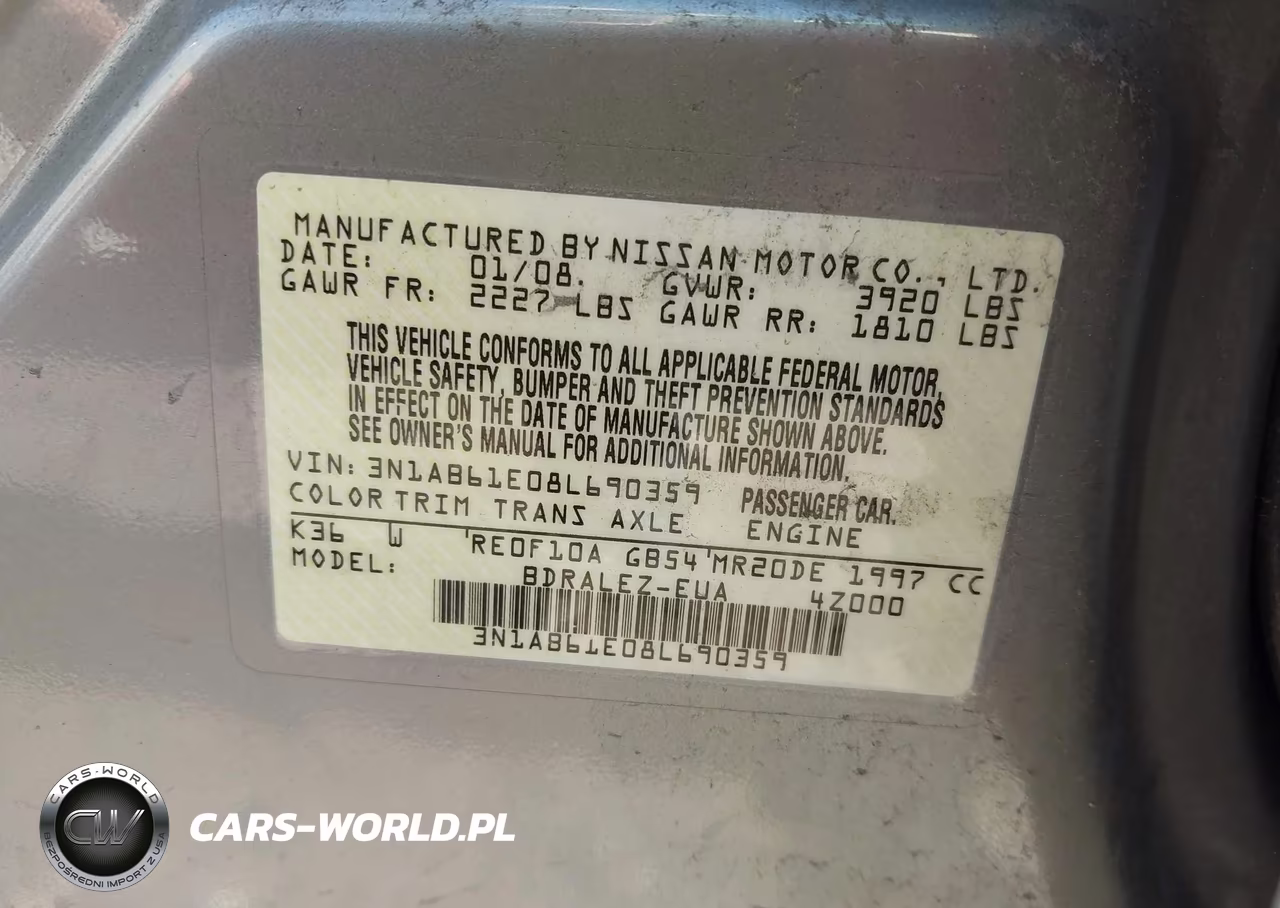 2008 Nissan Sentra 2.0 S VIN:3N1AB61E08L690359 - 9