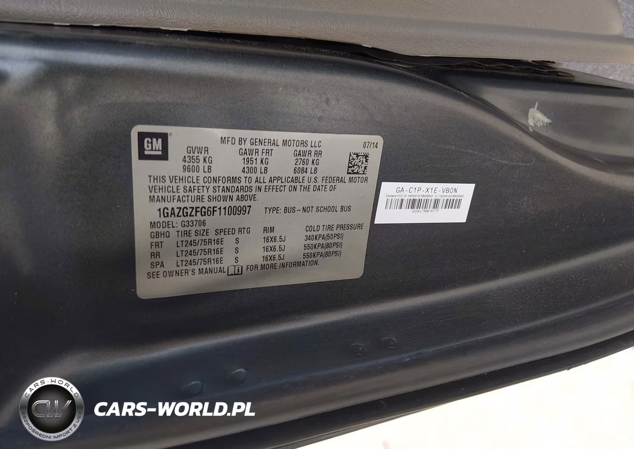 2015 Chevrolet Express 3500 Ls VIN:1GAZGZFG6F1100997 - 9