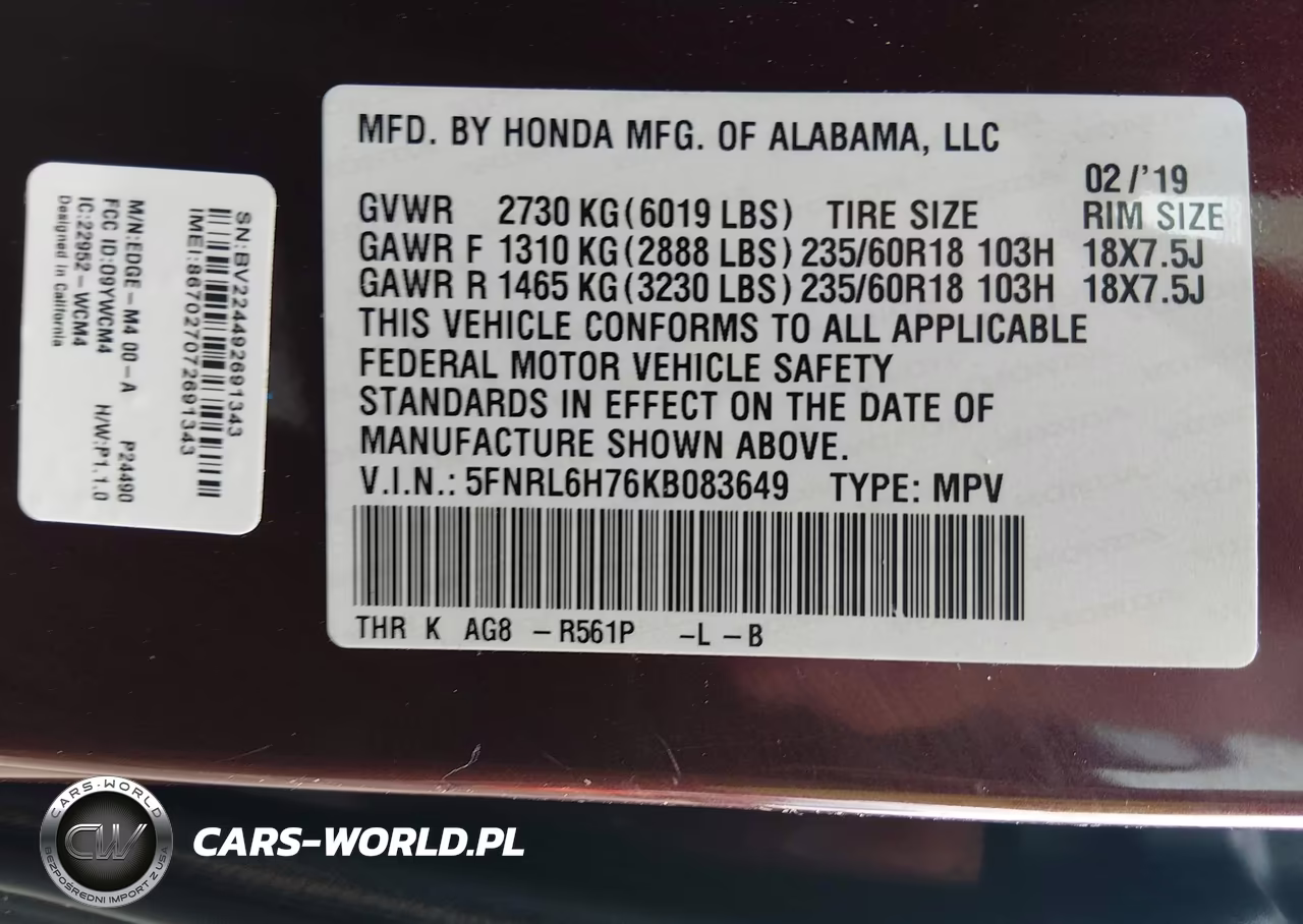2019 Honda Odyssey Ex-L VIN:5FNRL6H76KB083649 - 9