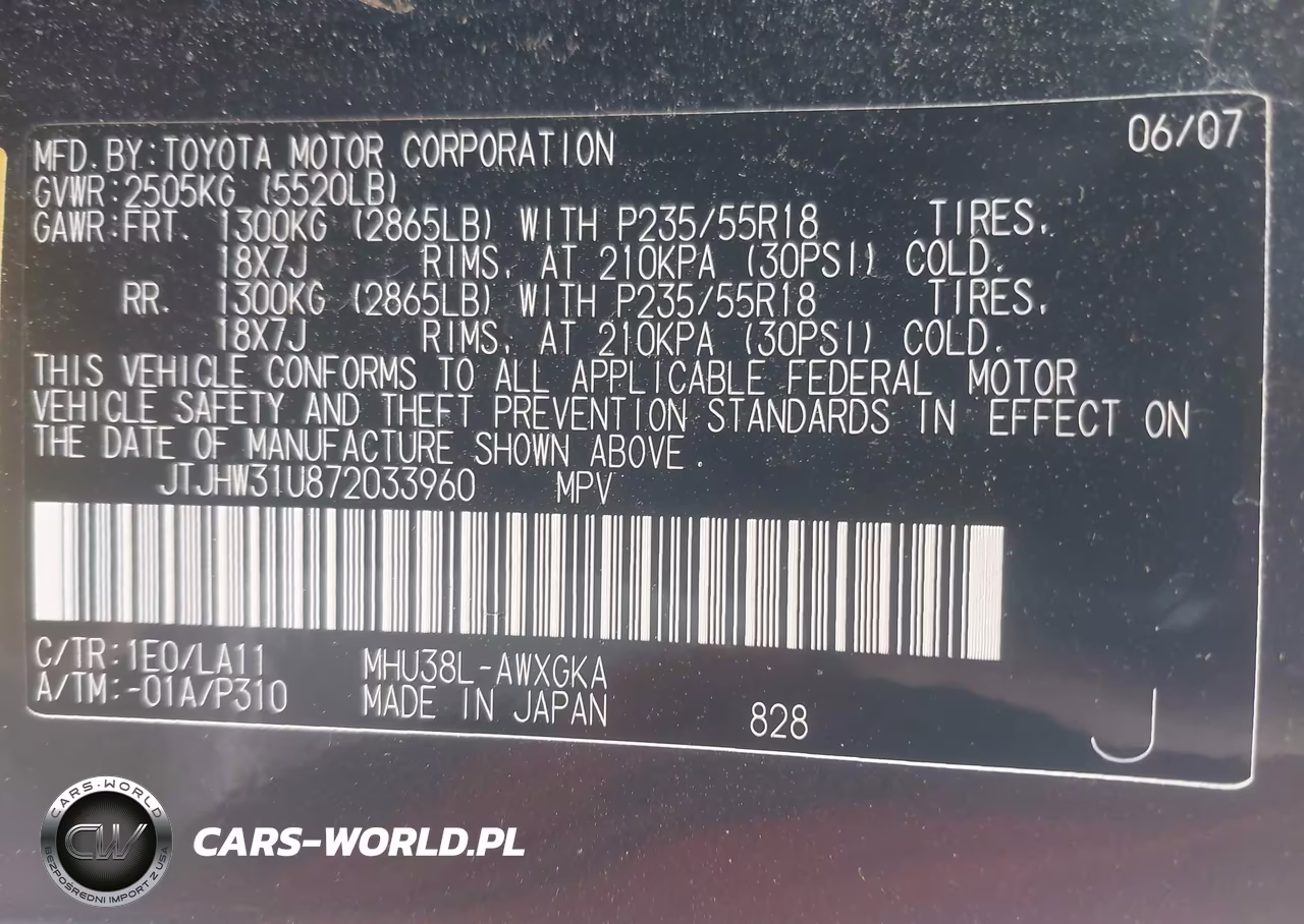 2007 Lexus Rx 400H VIN:JTJHW31U872033960 - 9