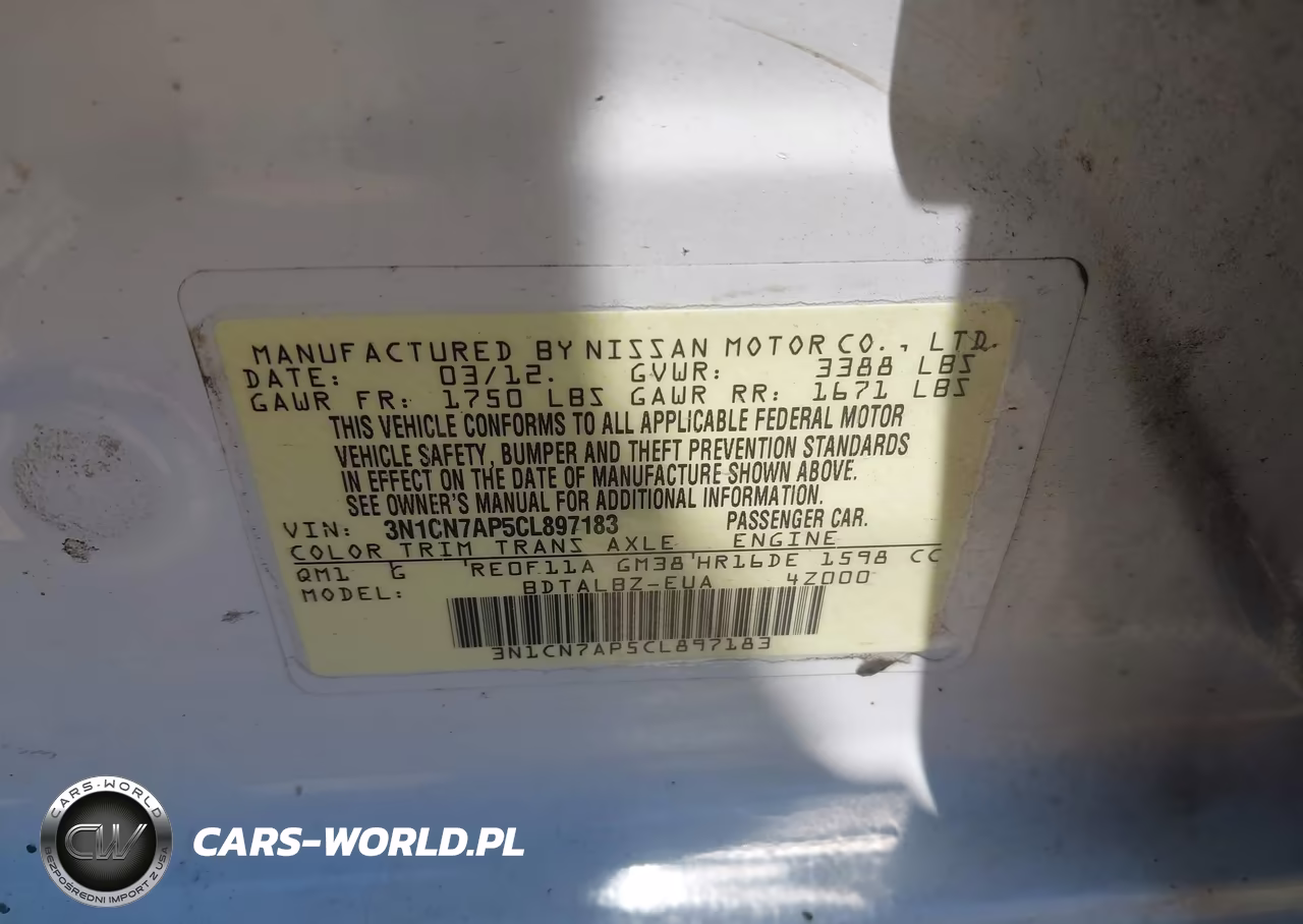 2012 Nissan Versa 1.6 Sv VIN:3N1CN7AP5CL897183 - 9