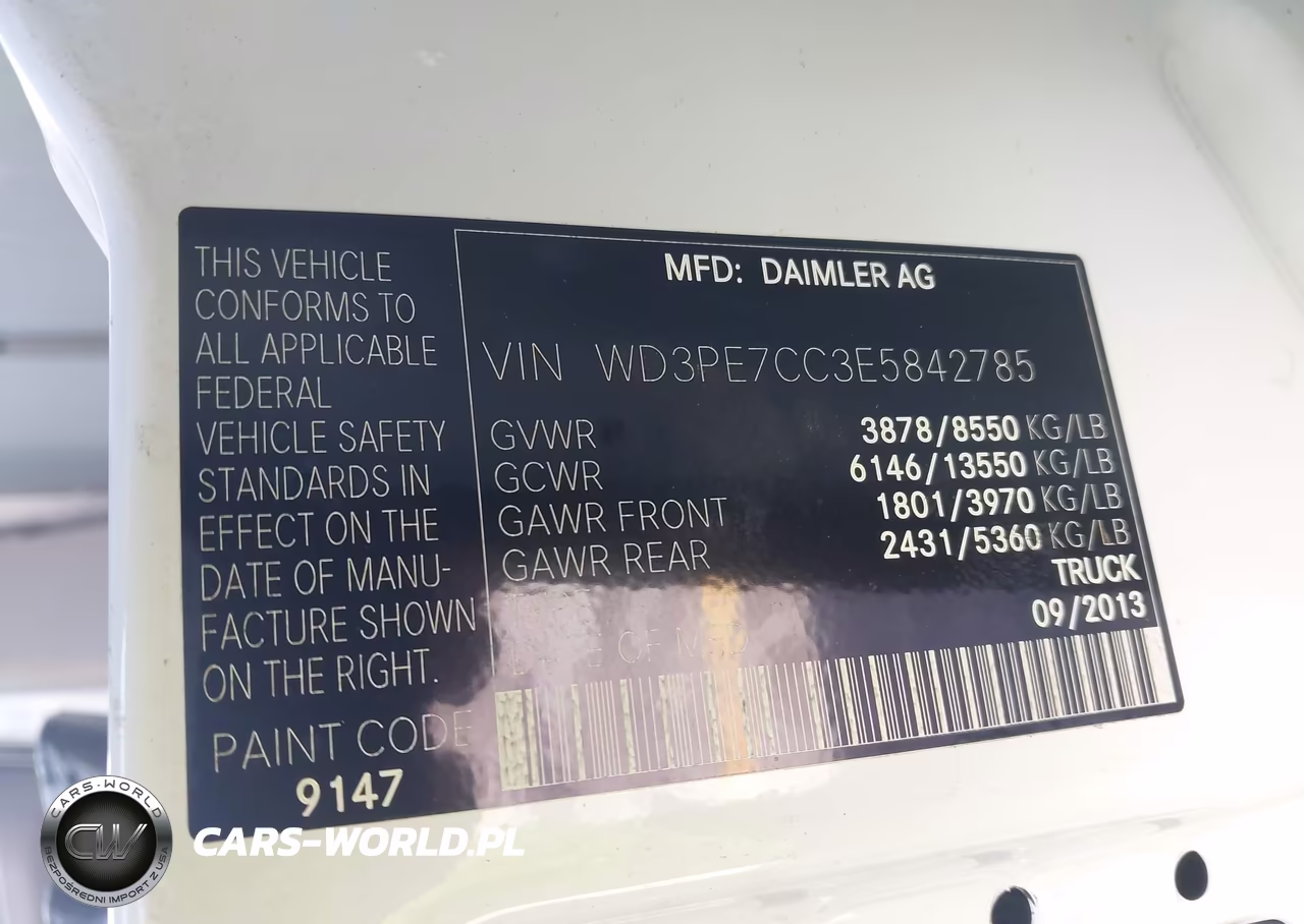 2014 Mercedes-Benz Sprinter 2500 Normal Roof VIN:WD3PE7CC3E5842785 - 9