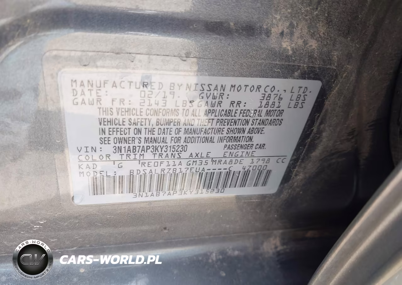 2019 Nissan Sentra Sr VIN:3N1AB7AP3KY315230 - 9