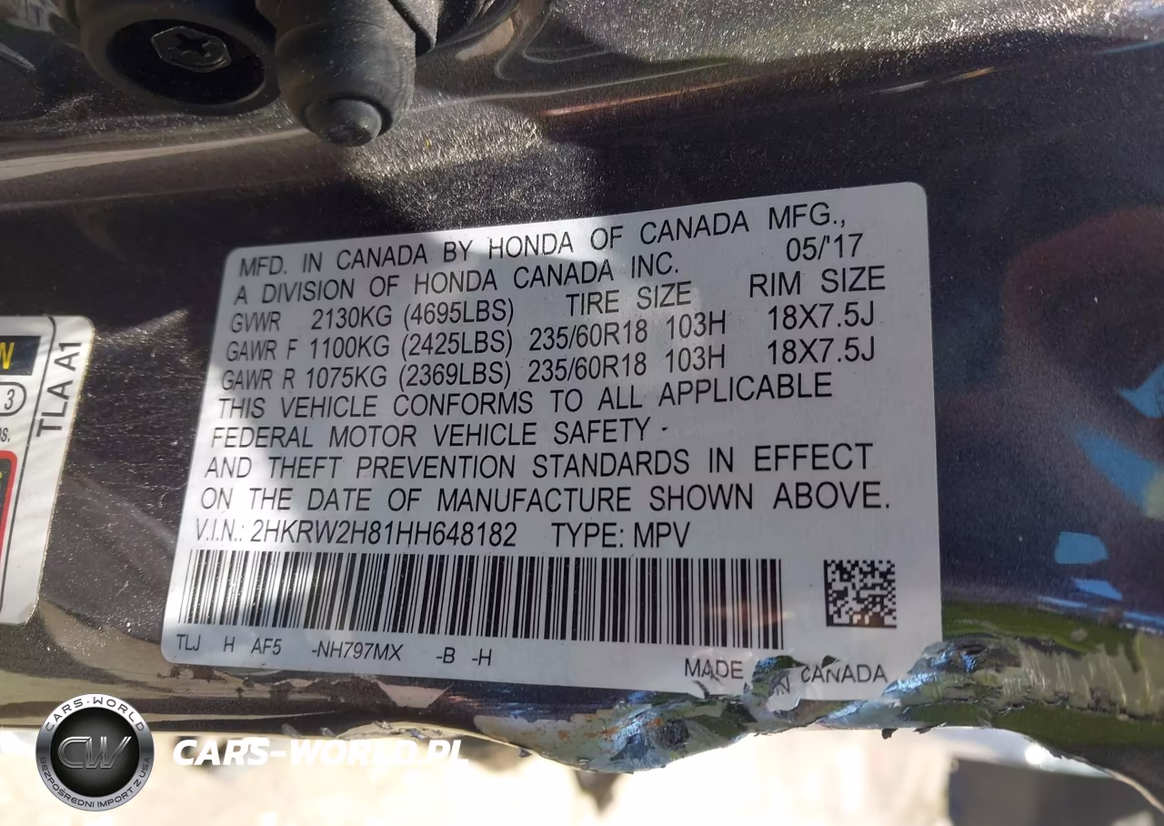 2017 Honda Cr-V Ex-L-Ex-L Navi VIN:2HKRW2H81HH648182 - 9