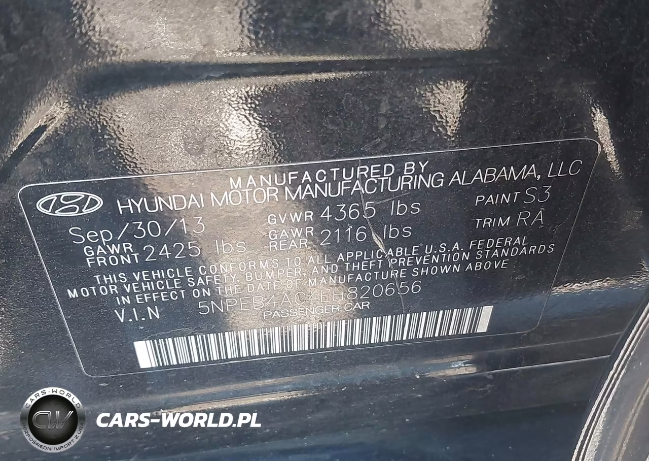 2014 Hyundai Sonata Gls VIN:5NPEB4AC4EH820656 - 9