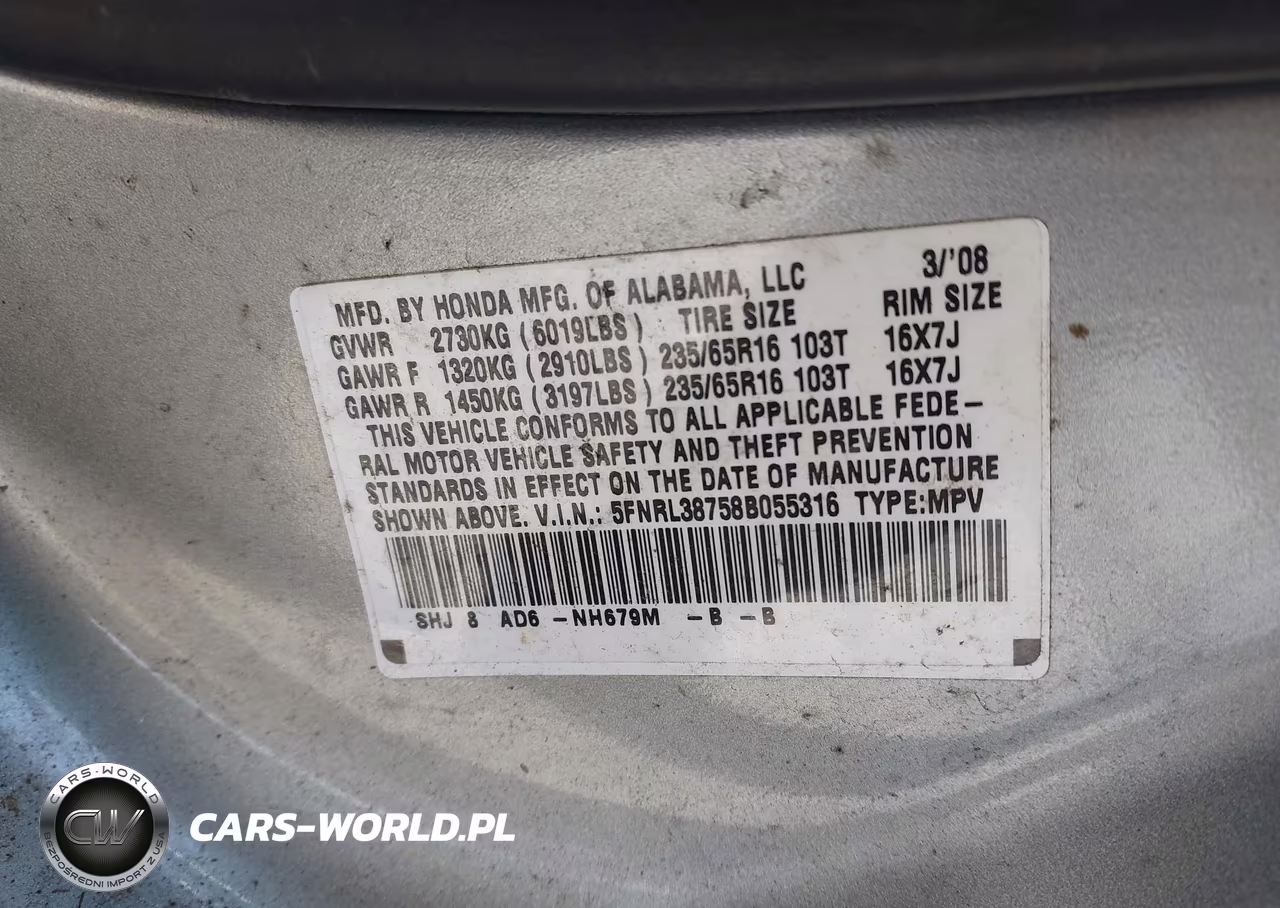 2008 Honda Odyssey Ex-L VIN:5FNRL38758B055316 - 9