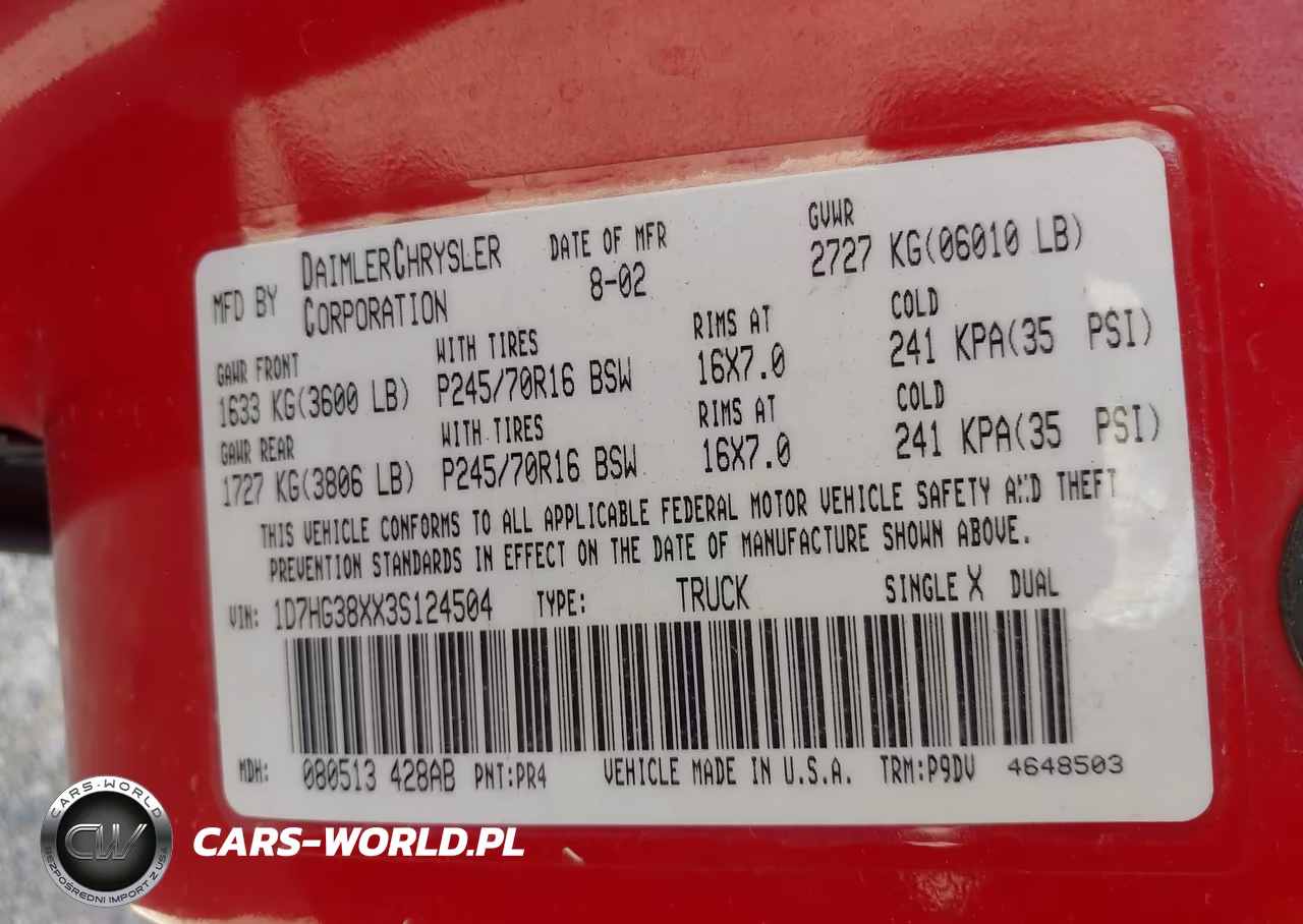 2003 Dodge Dakota Sport-Sxt VIN:1D7HG38XX3S124504 - 9