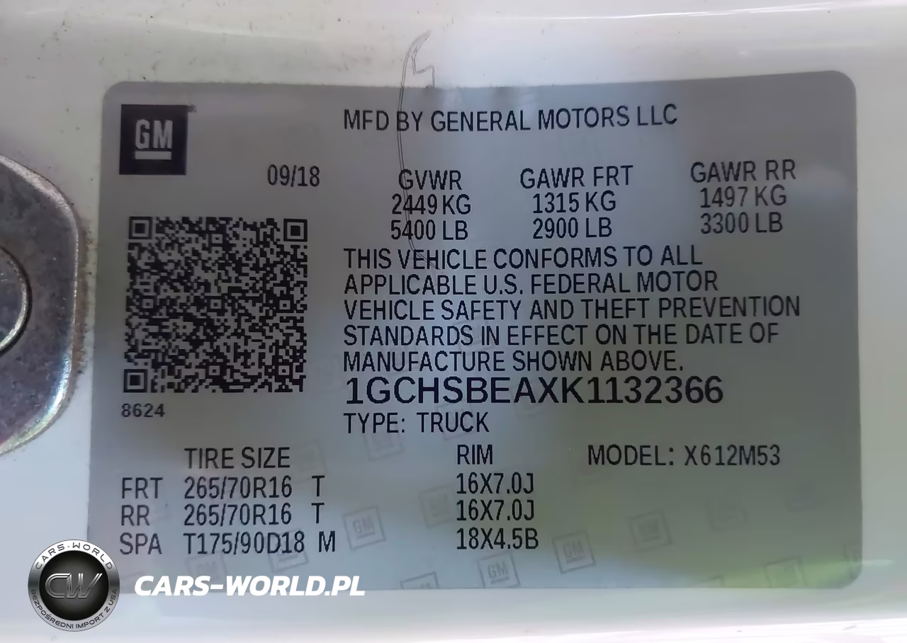 2019 Chevrolet Colorado Wt VIN:1GCHSBEAXK1132366 - 9