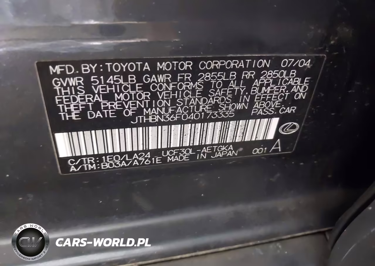 2004 Lexus Ls 430 VIN:JTHBN36F040173335 - 9