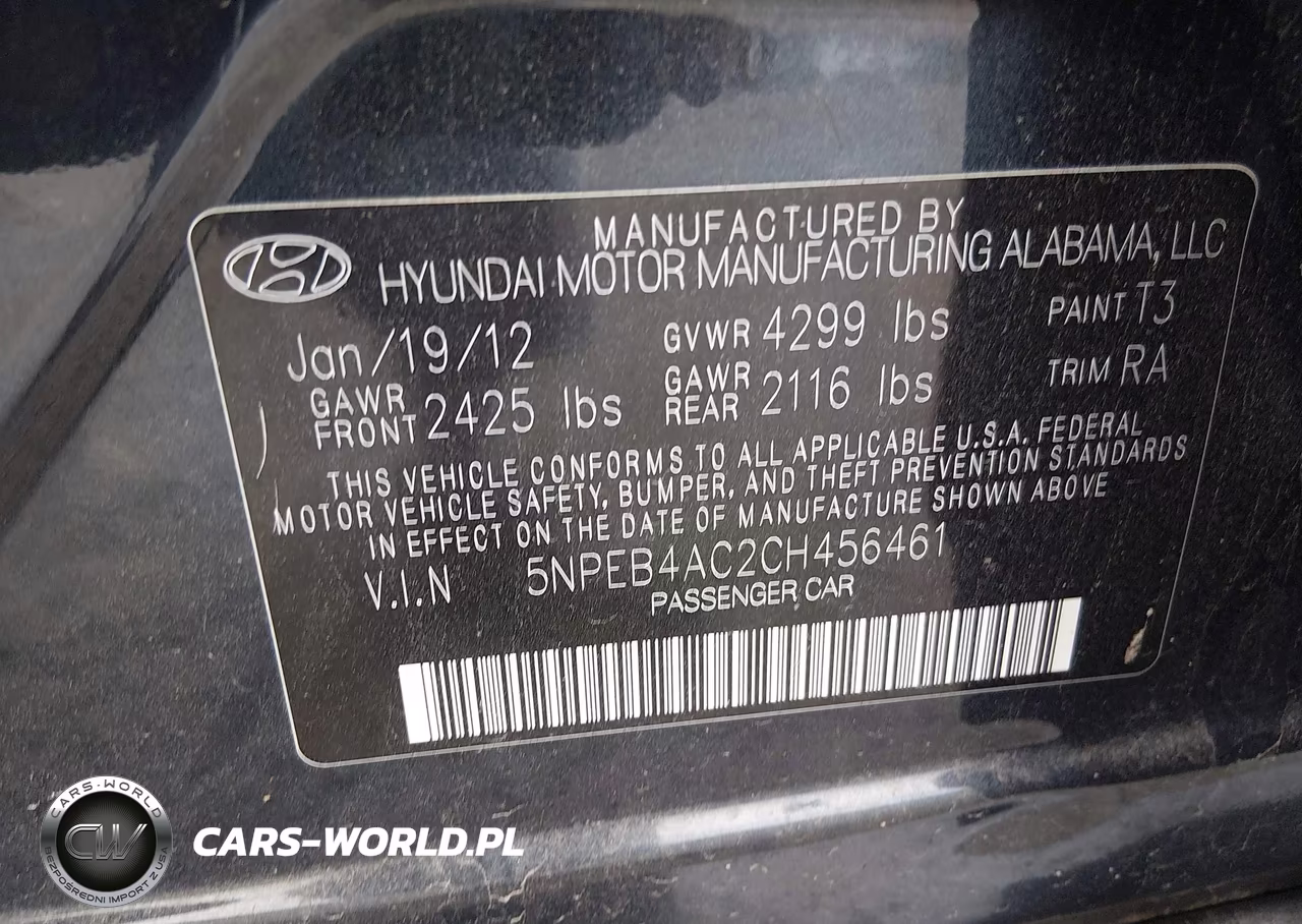2012 Hyundai Sonata Gls VIN:5NPEB4AC2CH456461 - 9