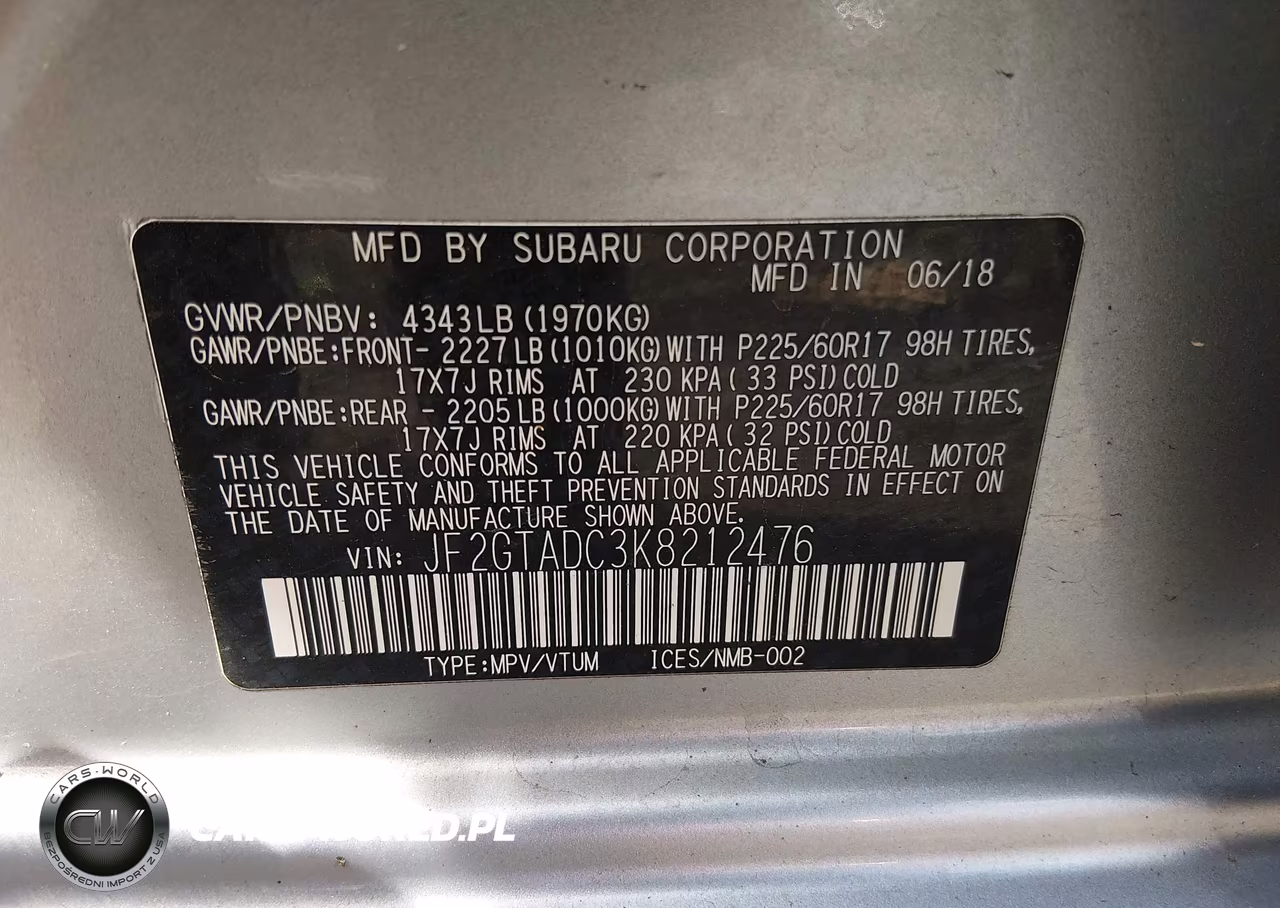 2019 Subaru Crosstrek 2.0I Premium VIN:JF2GTADC3K8212476 - 9