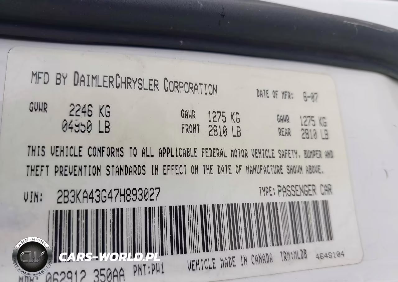 2007 Dodge Charger VIN:2B3KA43G47H893027 - 9