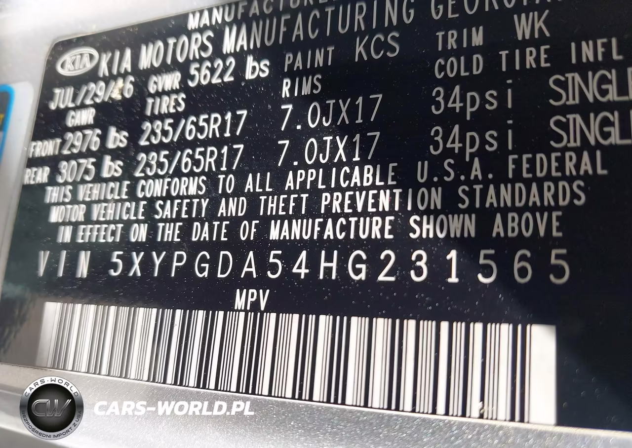 2017 Kia Sorento Lx V6 VIN:5XYPGDA54HG231565 - 9