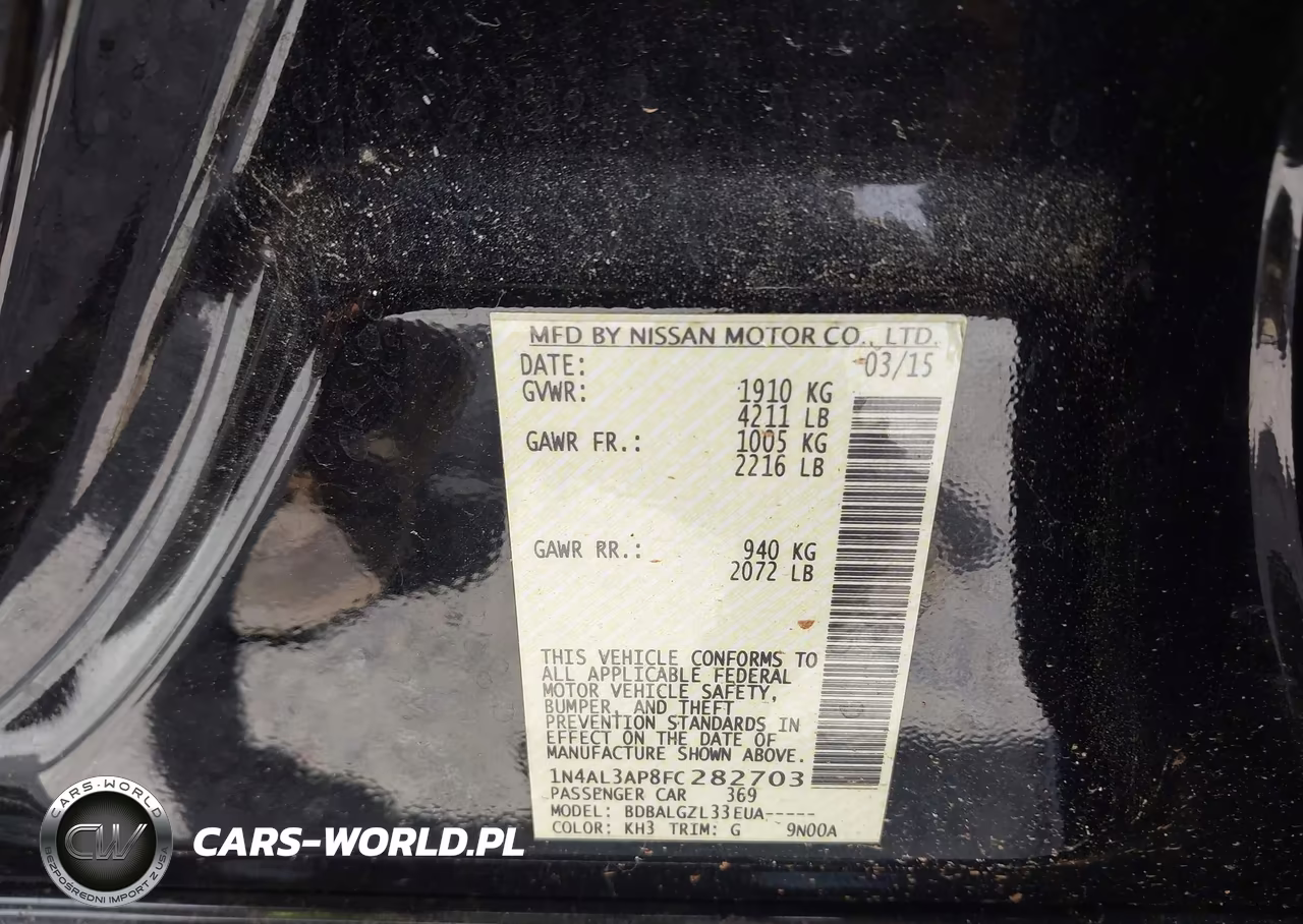 2015 Nissan Altima 2.5-2.5 S-2.5 Sl-2.5 Sv VIN:1N4AL3AP8FC282703 - 9