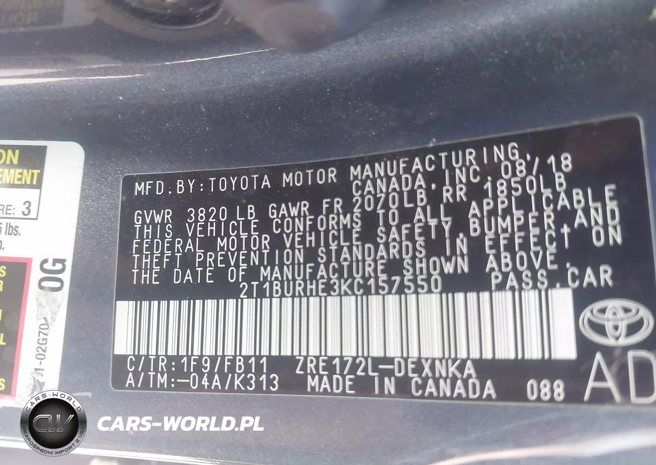 2019 Toyota Corolla Le VIN:2T1BURHE3KC157550 - 9