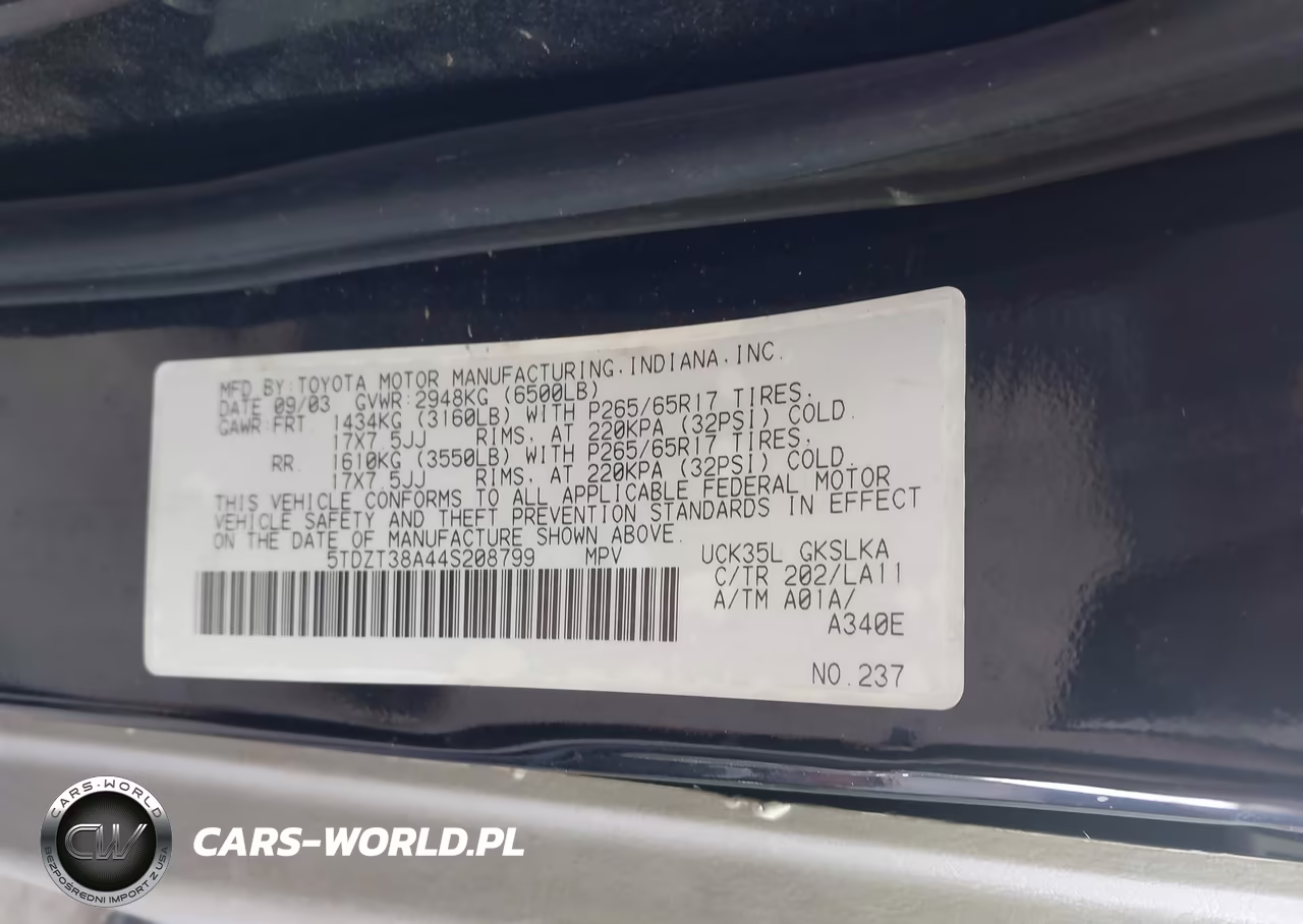 2004 Toyota Sequoia Limited V8 VIN:5TDZT38A44S208799 - 9