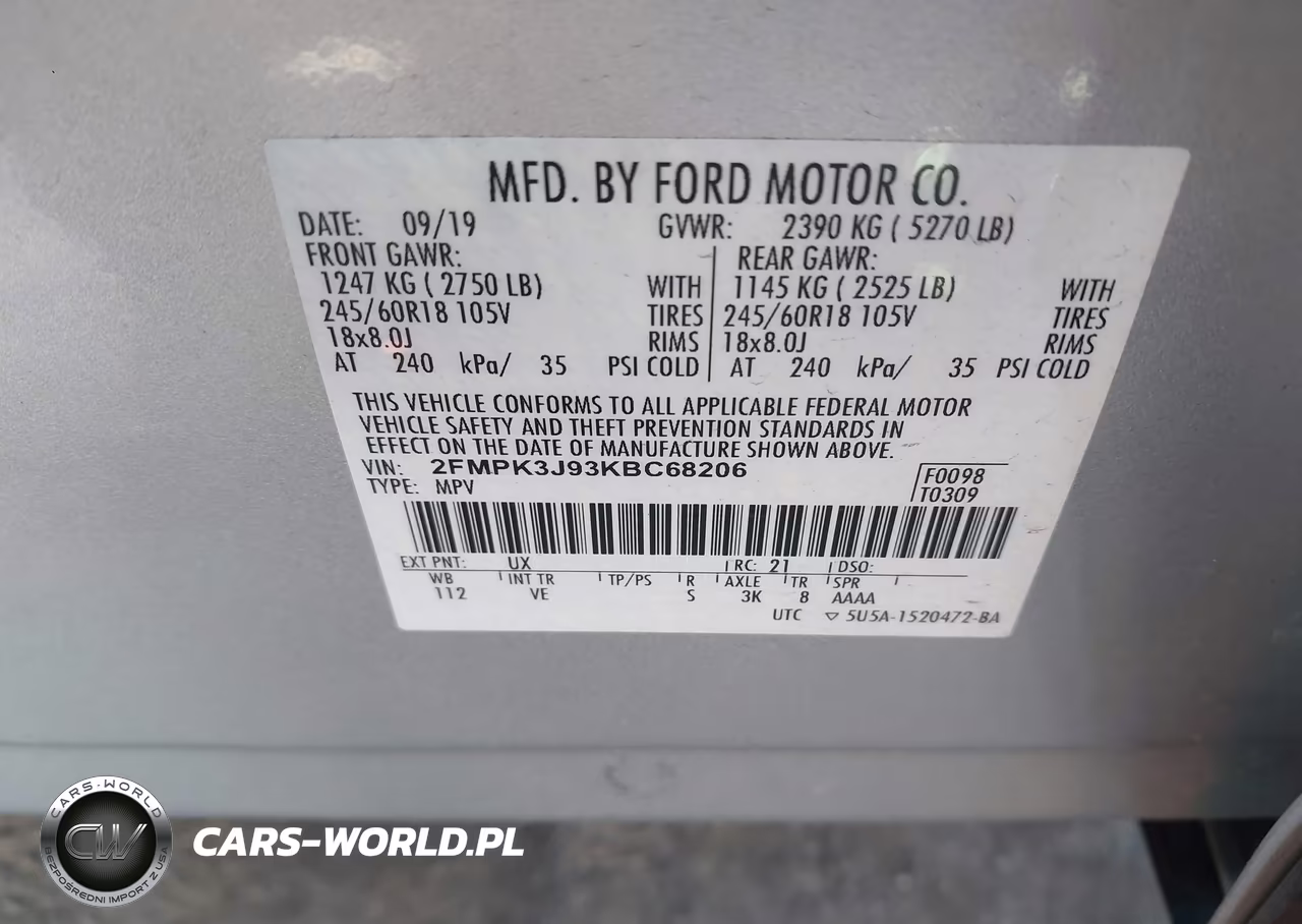 2019 Ford Edge Sel VIN:2FMPK3J93KBC68206 - 9