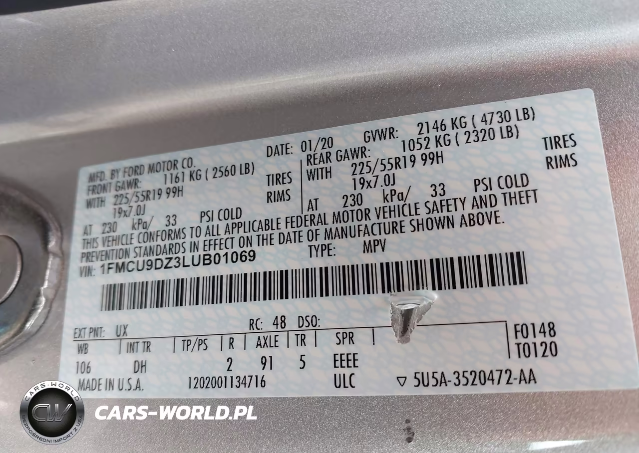 2020 Ford Escape Titanium Hybrid VIN:1FMCU9DZ3LUB01069 - 9