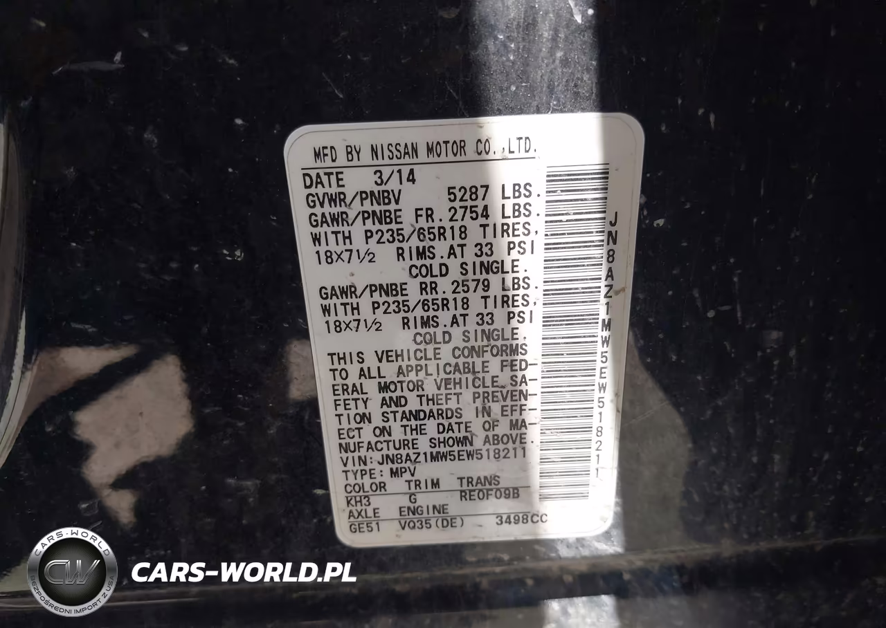 2014 Nissan Murano Sl VIN:JN8AZ1MW5EW518211 - 9