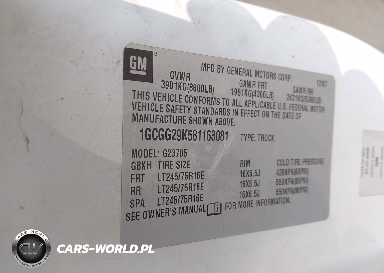 2008 Chevrolet Express Cargo Van Work Van VIN:1GCGG29K581163081 - 9