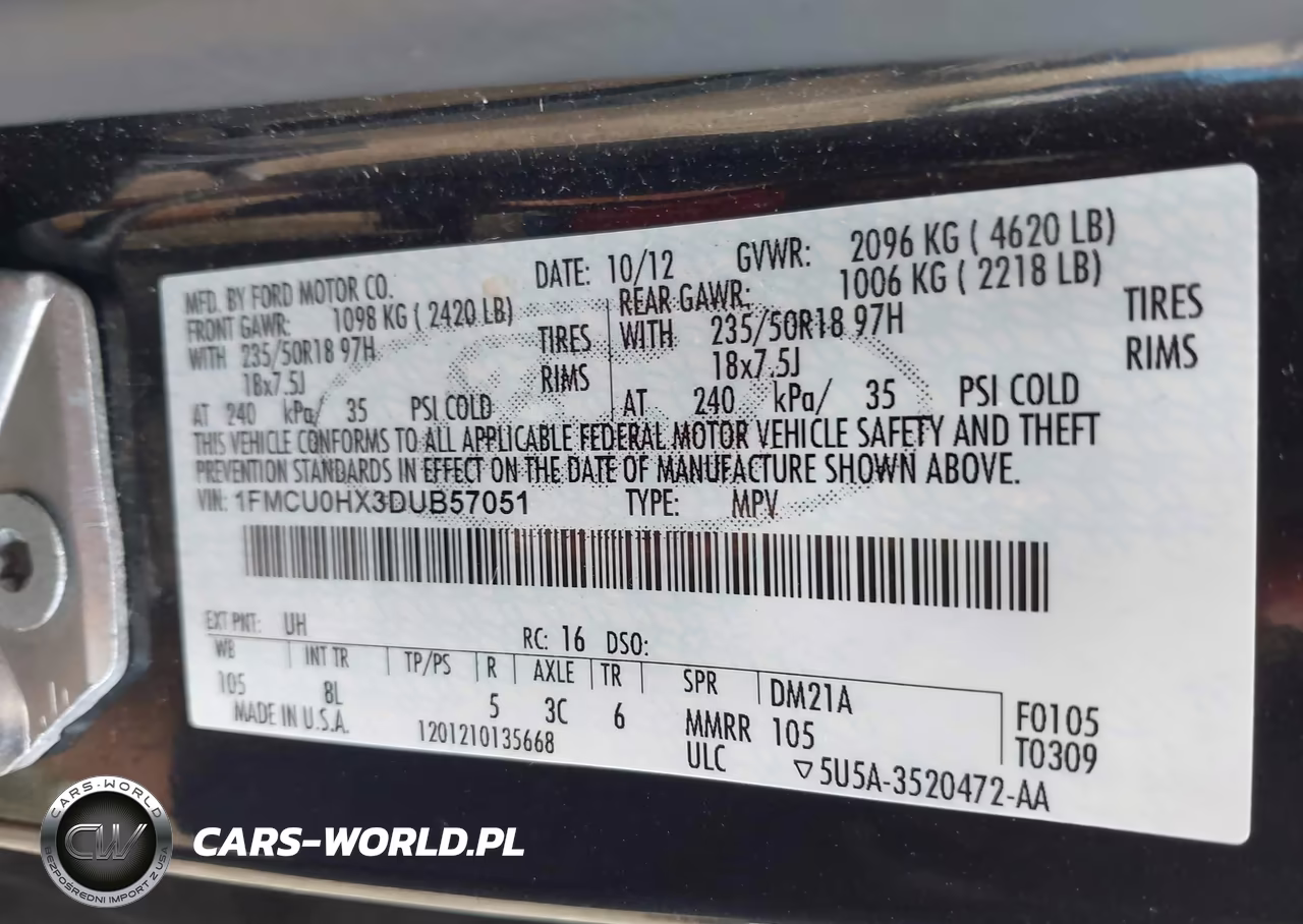 2013 Ford Escape Sel VIN:1FMCU0HX3DUB57051 - 9