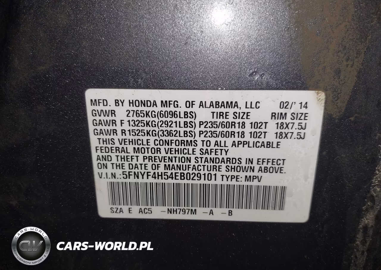 2014 Honda Pilot Ex-L VIN:5FNYF4H54EB029101 - 9