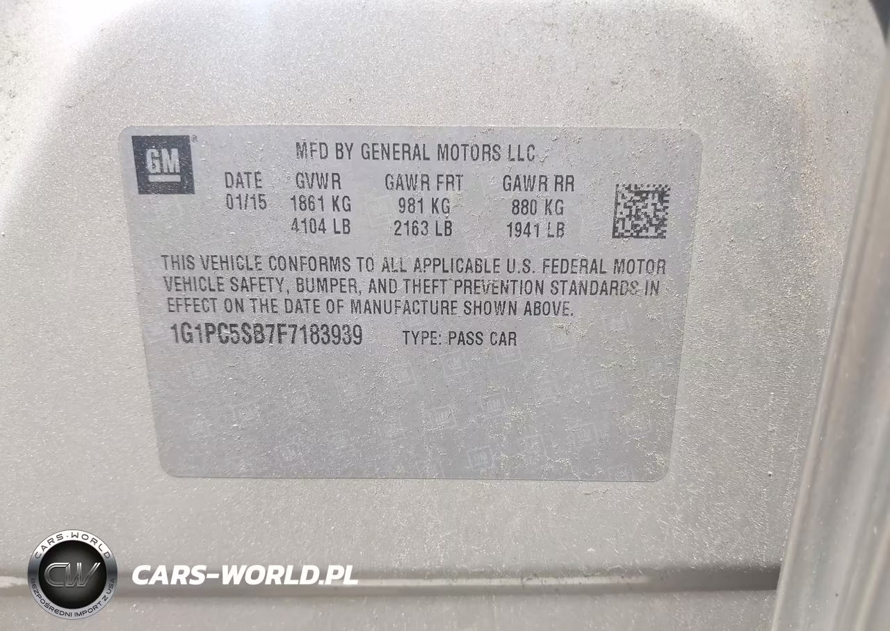 2015 Chevrolet Cruze 1Lt Auto VIN:1G1PC5SB7F7183939 - 9