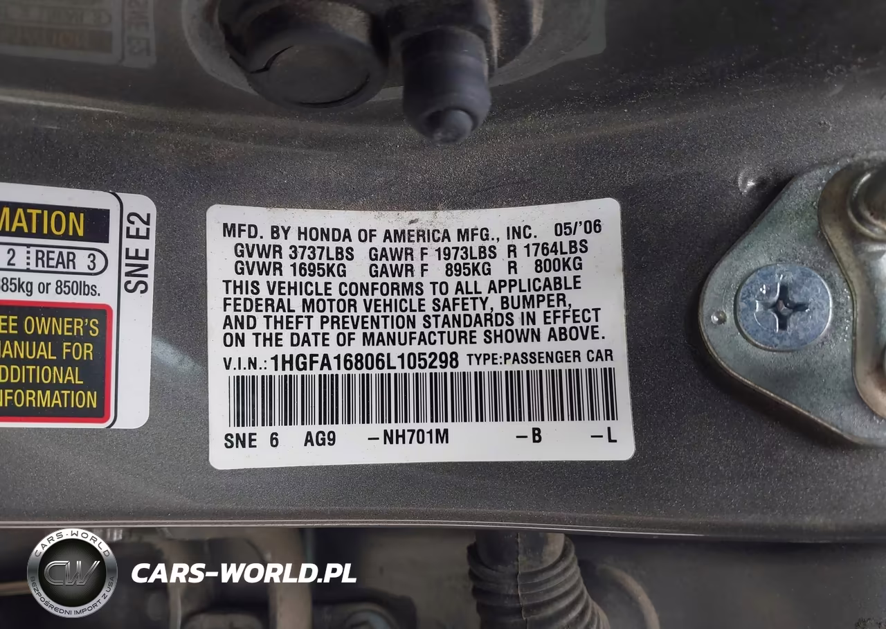 2006 Honda Civic Ex VIN:1HGFA16806L105298 - 9