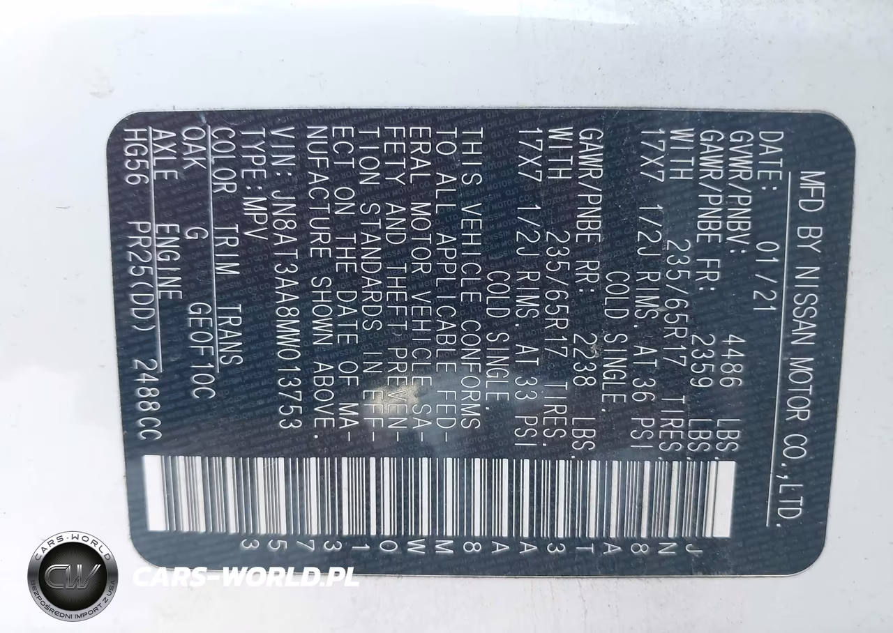 2021 Nissan Rogue S Fwd VIN:JN8AT3AA8MW013753 - 9