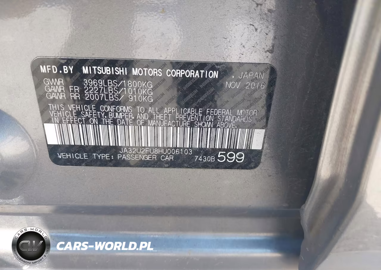 2017 Mitsubishi Lancer Es VIN:JA32U2FU8HU006103 - 9