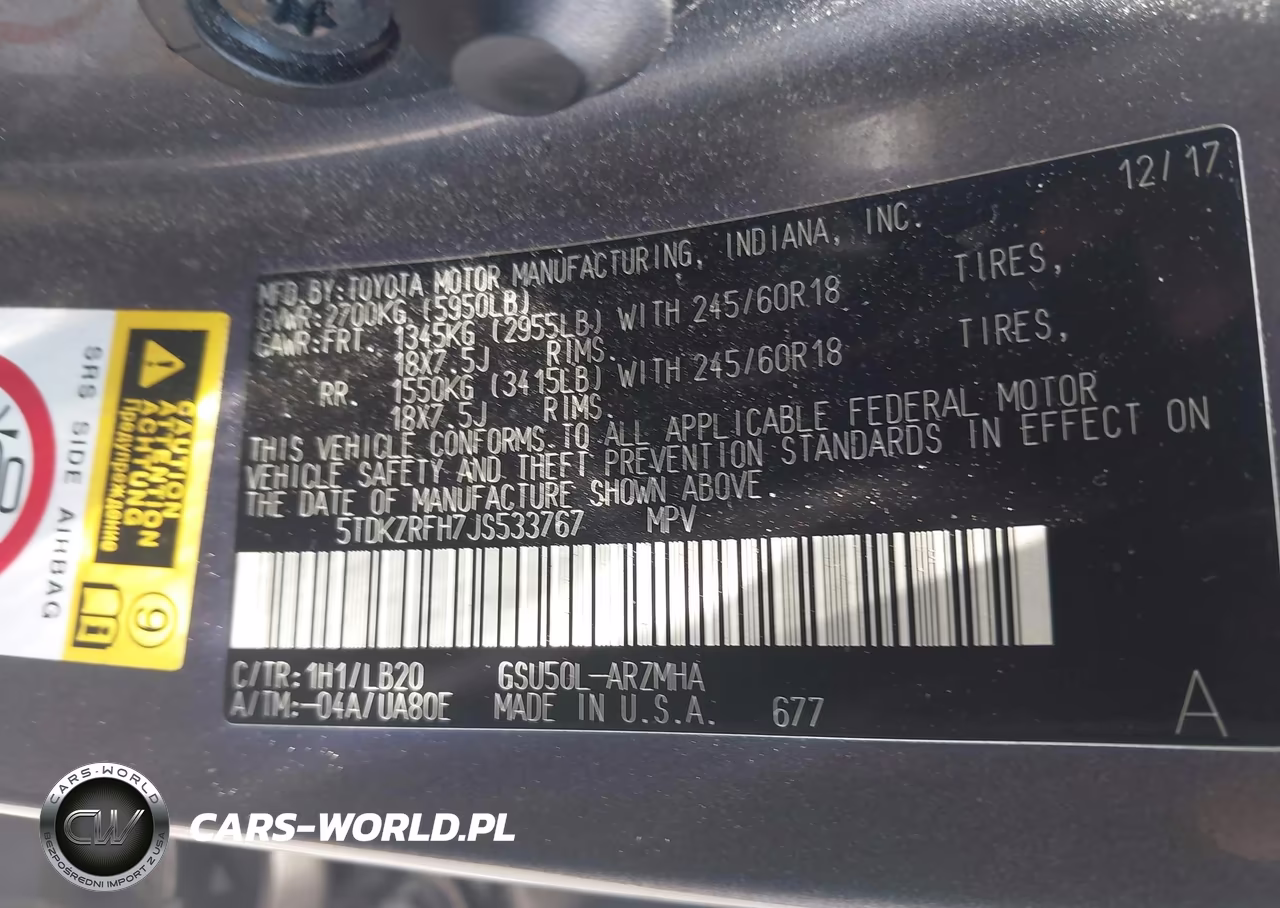 2018 Toyota Highlander Xle VIN:5TDKZRFH7JS533767 - 9