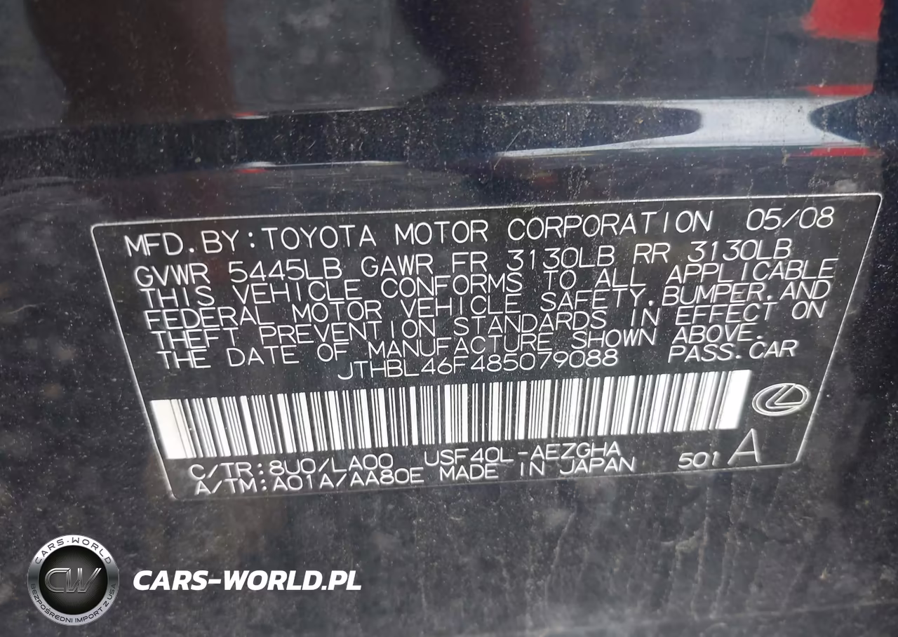 2008 Lexus Ls 460 VIN:JTHBL46F485079088 - 9