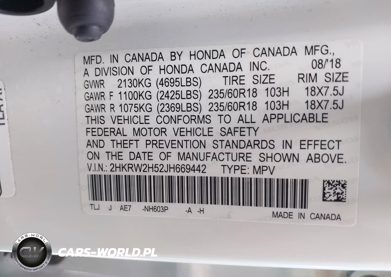 2018 Honda Cr-V Ex VIN:2HKRW2H52JH669442 - 9