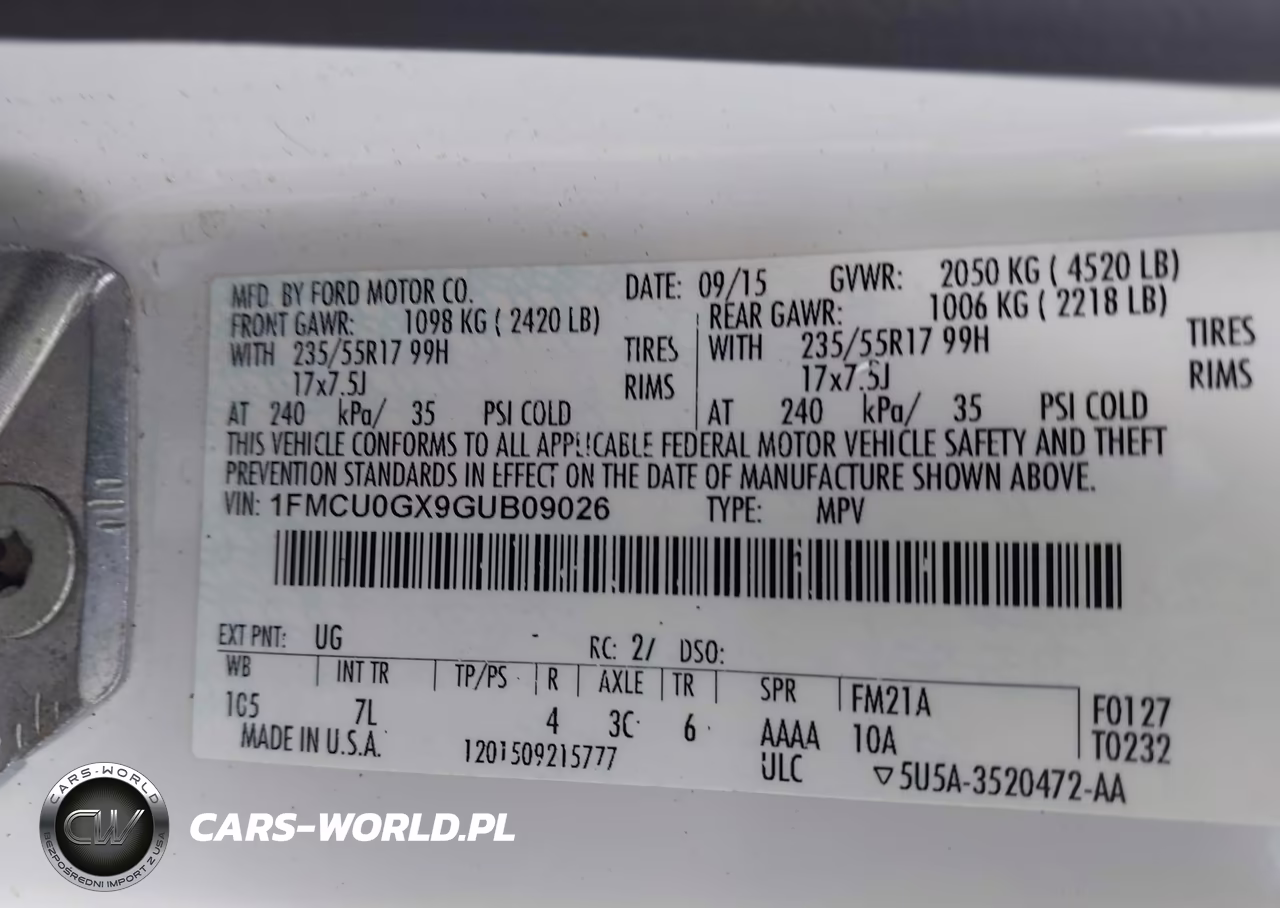 2016 Ford Escape Se VIN:1FMCU0GX9GUB09026 - 9