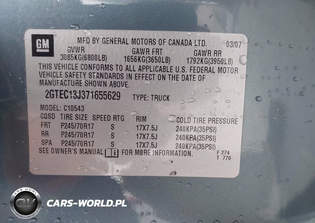 2007 GMC Sierra 1500 Sle2 VIN:2GTEC13J371655629 - 9