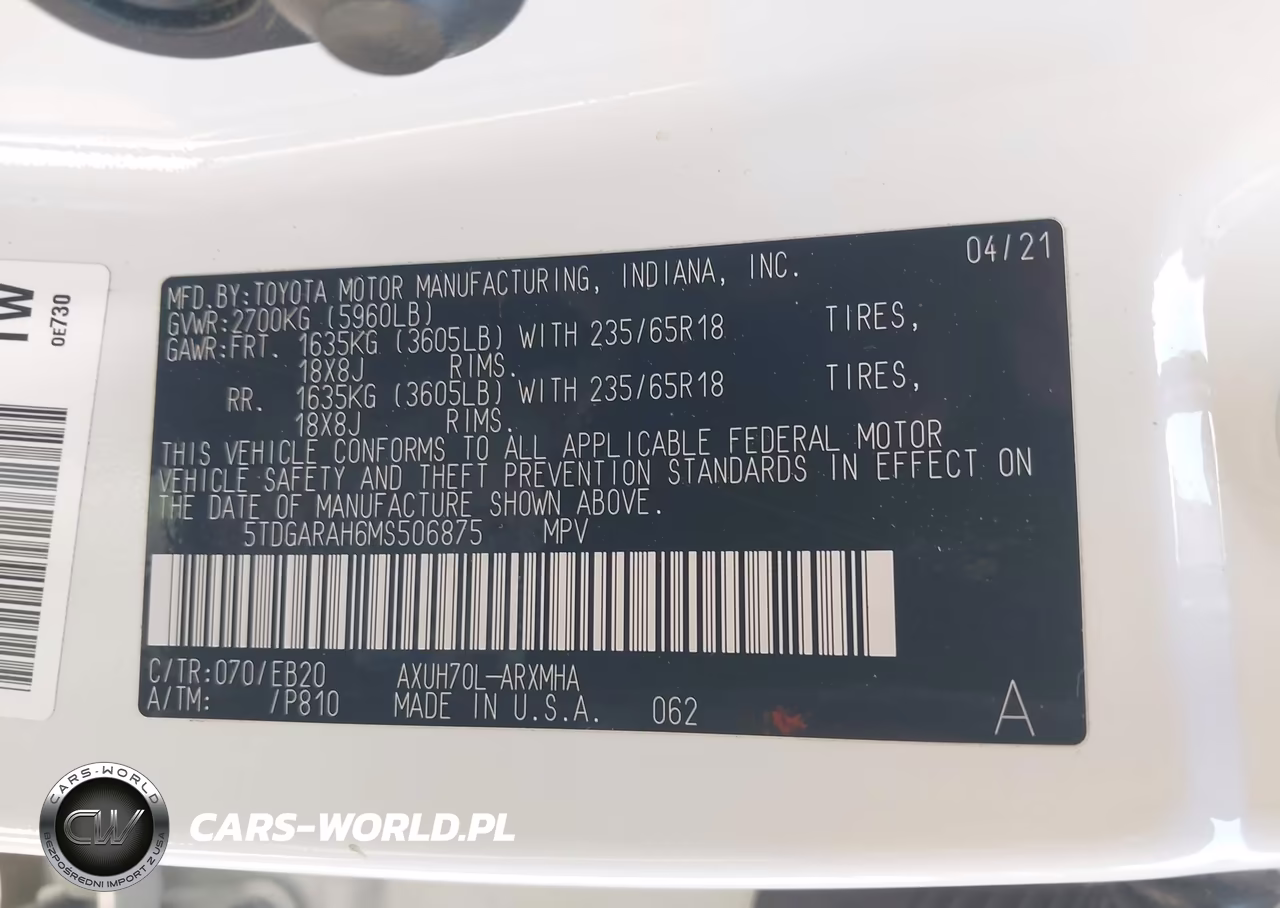 2021 Toyota Highlander Hybrid Xle VIN:5TDGARAH6MS506875 - 9