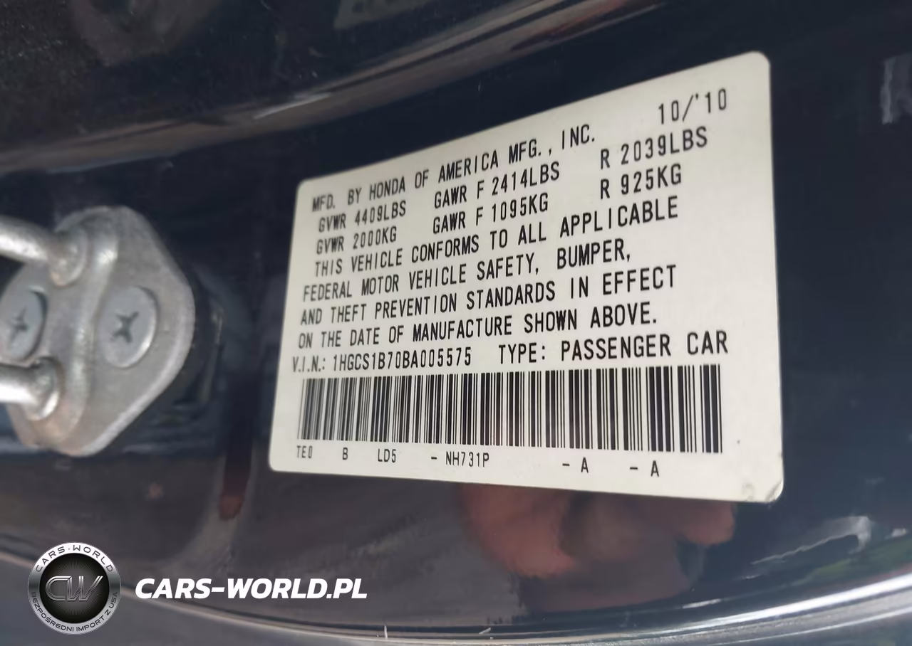 2011 Honda Accord 2.4 Ex VIN:1HGCS1B70BA005575 - 9