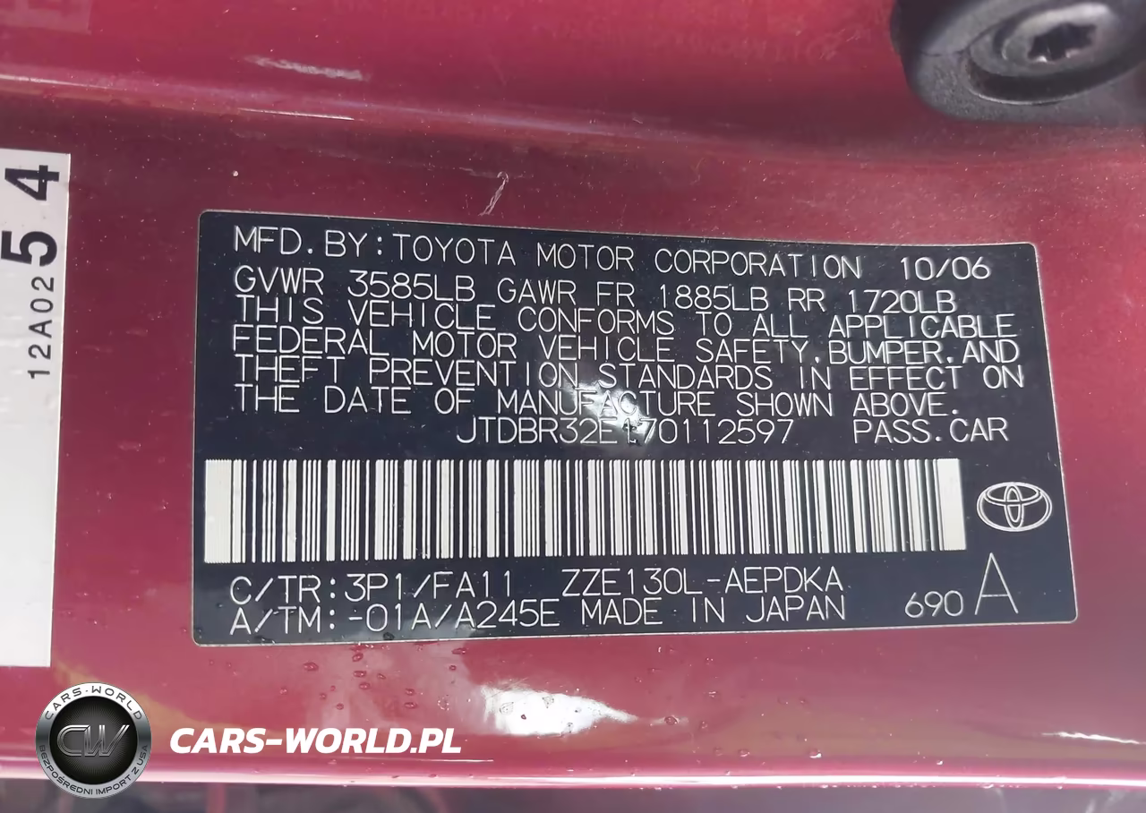 2007 Toyota Corolla Ce VIN:JTDBR32E170112597 - 9