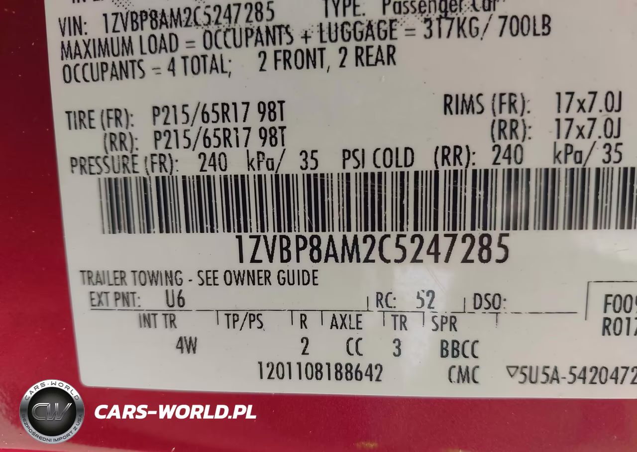 2012 Ford Mustang V6 Premium VIN:1ZVBP8AM2C5247285 - 9