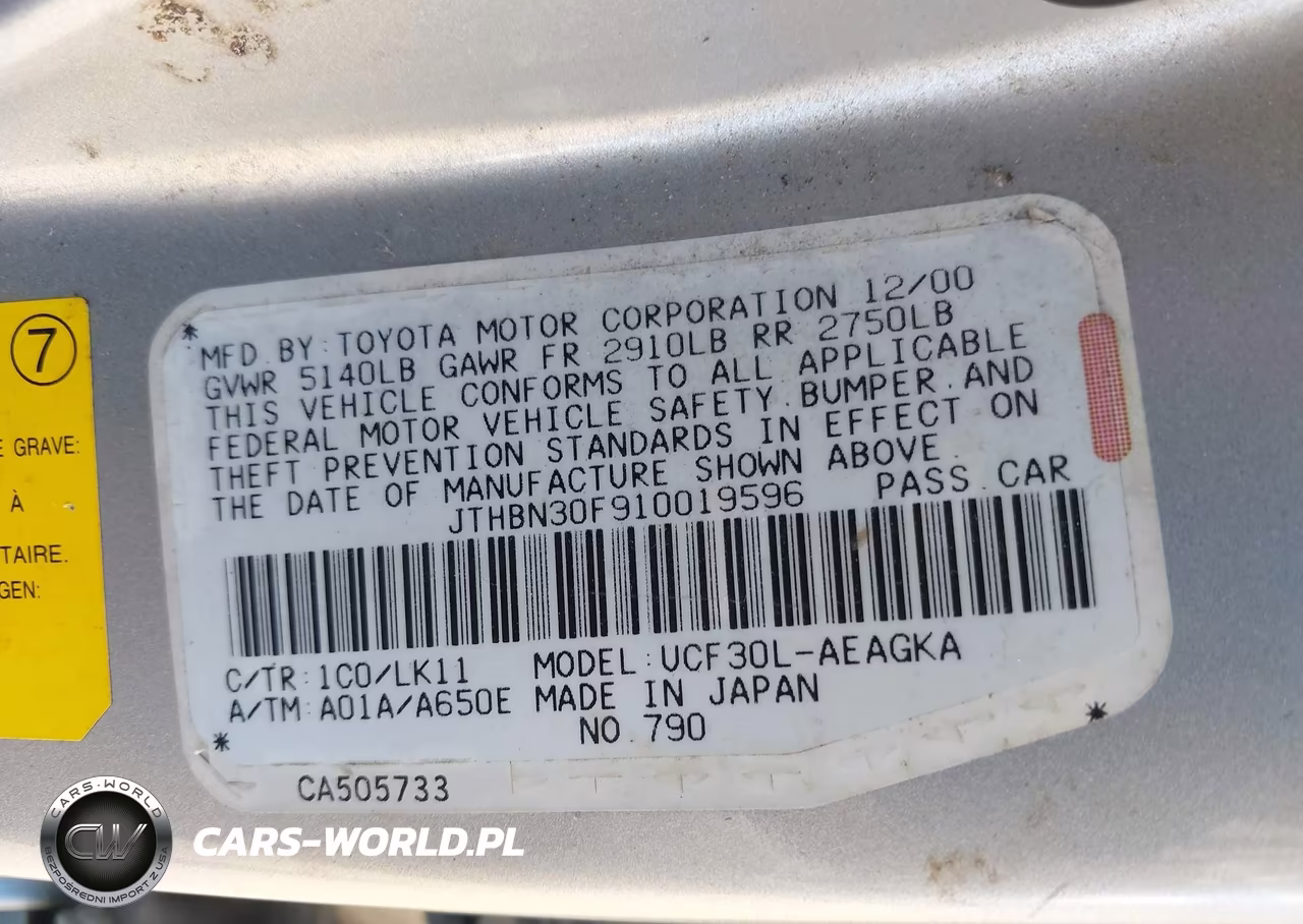 2001 Lexus Ls 430 VIN:JTHBN30F910019596 - 9