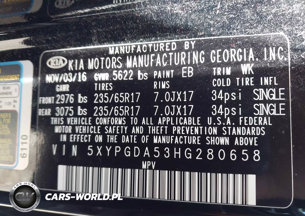 2017 Kia Sorento 3.3L Lx VIN:5XYPGDA53HG280658 - 9