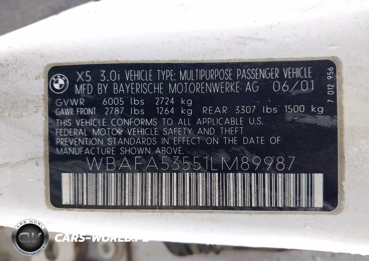 2001 BMW X5 3.0 VIN:WBAFA53551LM89987 - 9