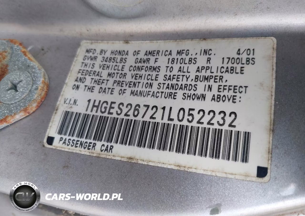 2001 Honda Civic VIN:1HGES26721L052232 - 9