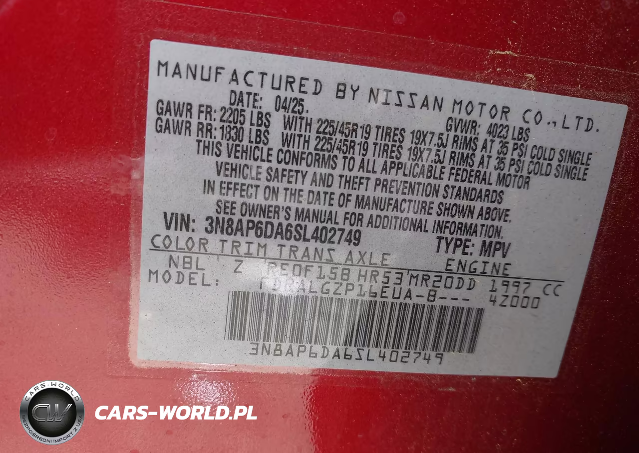 2025 Nissan Kicks Sr Fwd VIN:3N8AP6DA6SL402749 - 9
