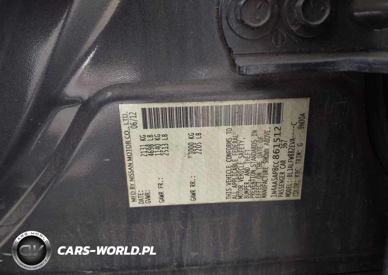 2012 Nissan Maxima 3.5 Sv VIN:1N4AA5AP8CC861512 - 9