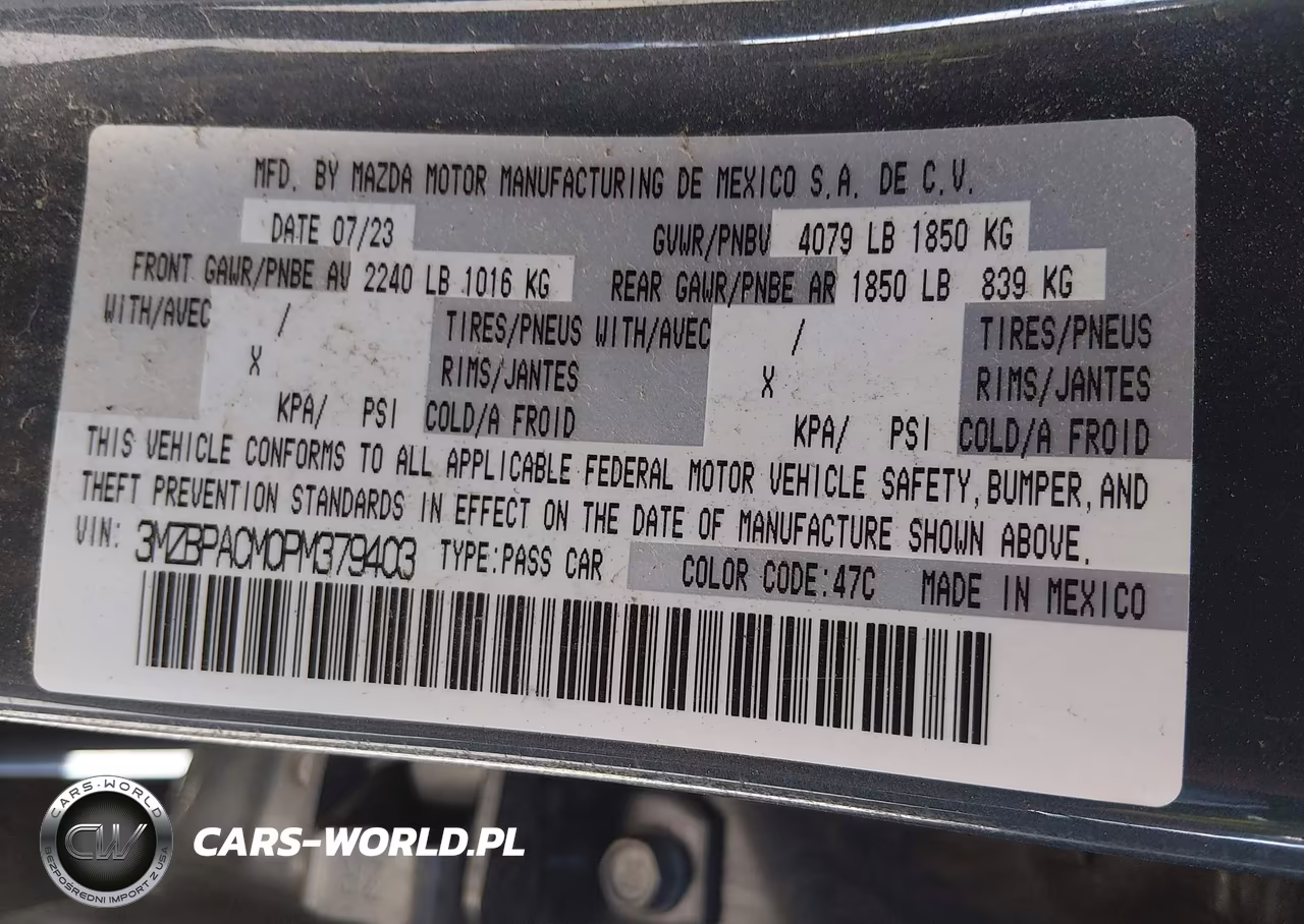2023 Mazda Mazda3 2.5 S Carbon Edition VIN:3MZBPACM0PM379403 - 9