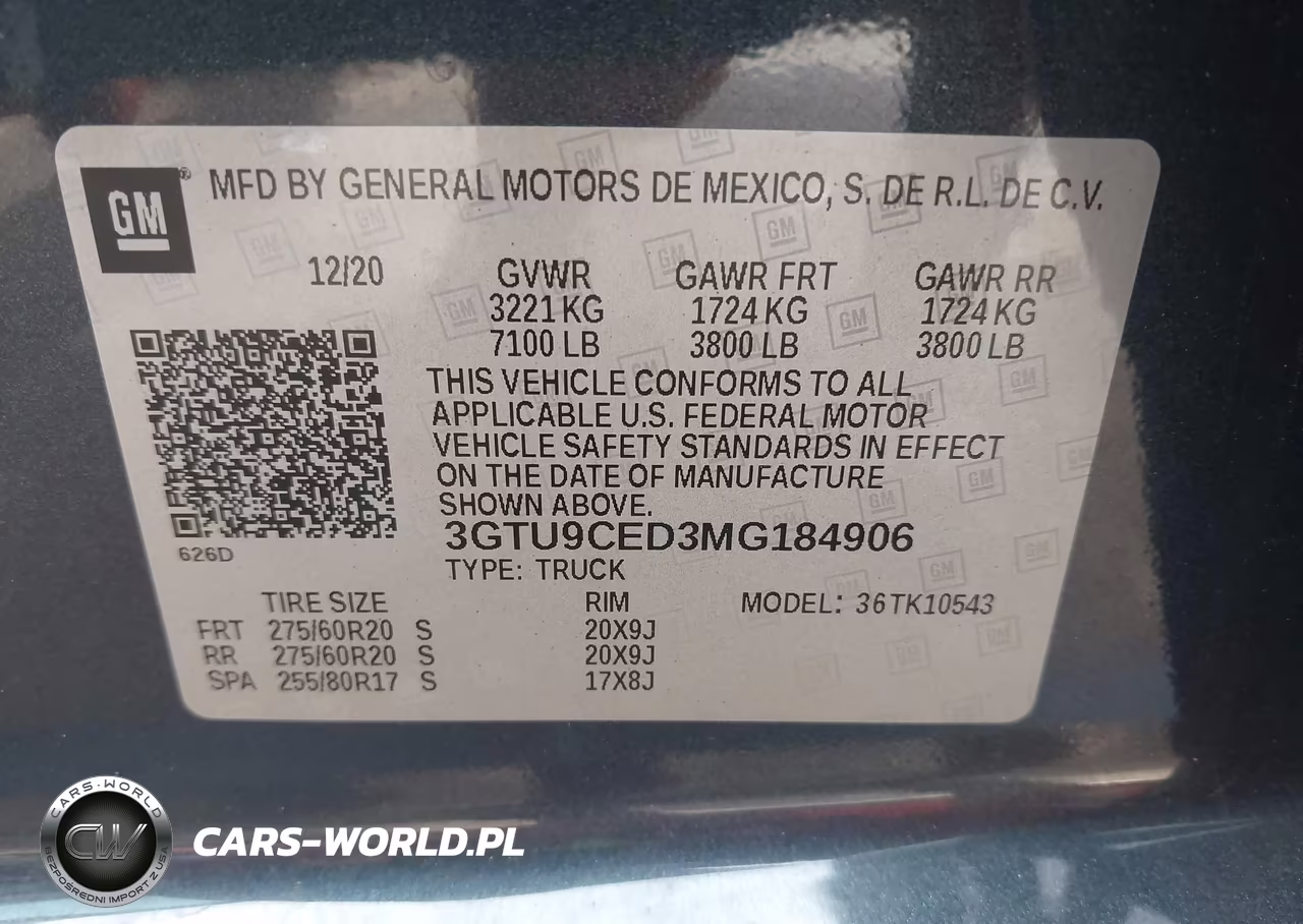 2021 GMC Sierra 1500 4Wd Short Box Elevation VIN:3GTU9CED3MG184906 - 9