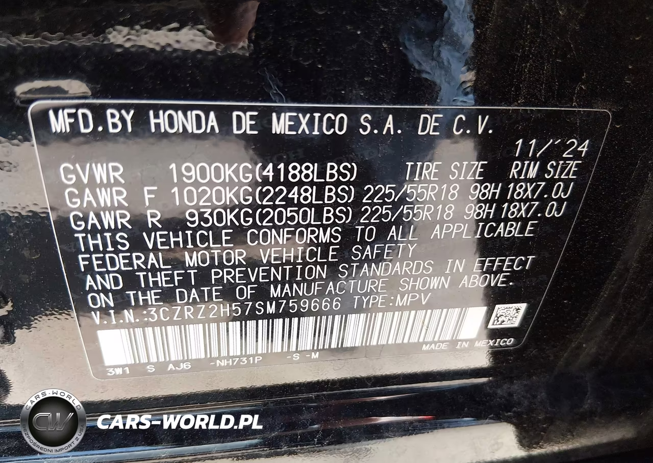 2025 Honda Hr-V Awd Sport VIN:3CZRZ2H57SM759666 - 9