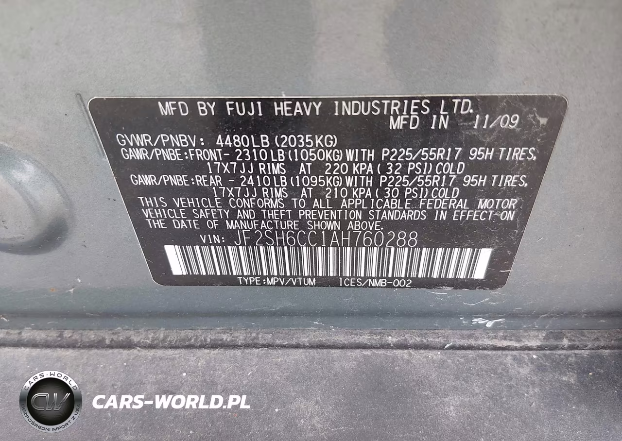 2010 Subaru Forester 2.5X Premium VIN:JF2SH6CC1AH760288 - 9